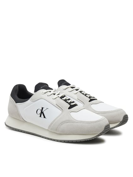 Calvin Klein Calvin Kleın Erkek Rahat Yüksek Taban Renk Geçişli Süet Detaylı Deri Beyaz Sneaker YM0YM01152-0LF