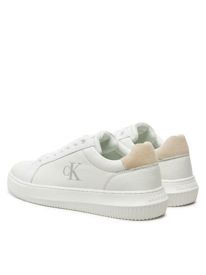 Calvin Klein Calvin Kleın Erkek Rahat Düz Taban Deri Beyaz Sneaker YM0YM01253-0LD