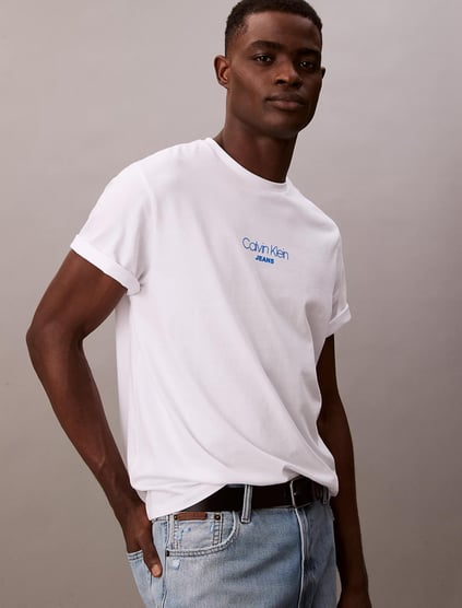 Calvin Klein Calvin Klein Erkek Regular Fit Bisiklet Yakalı Kısa Kollu Beyaz T-Shirt LV04RB824G-YAA