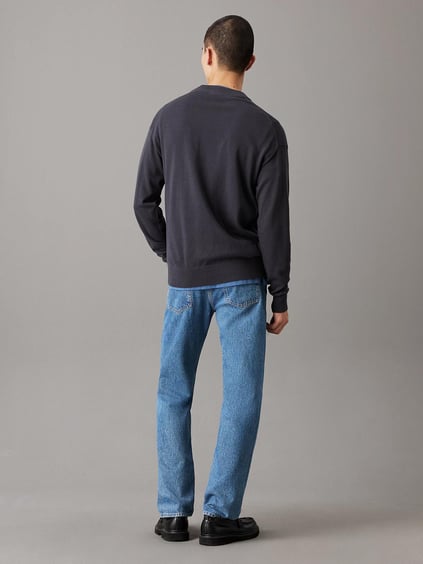 CALVIN KLEIN Calvin Kleın Erkek Regular Fit Uzun Kollu CK Logolu Sıfır Yaka Antrasit Kazak J30J327404-BAN