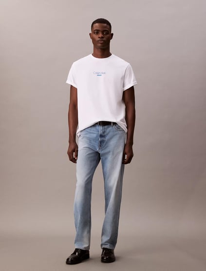 Calvin Klein Calvin Klein Erkek Regular Fit Bisiklet Yakalı Kısa Kollu Beyaz T-Shirt LV04RB824G-YAA
