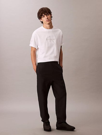 Calvin Klein Calvin Klein Erkek Regular Fit Beli ve Paçası Lastikli Pamuklu Siyah Eşofman Altı LV04RC279G-UB1
