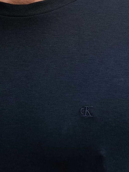 Calvin Klein Calvin Klein Erkek Regular Fit CK Logo İşlemeli Yuvarlak Yakalı Kısa Kollu Lacivert T-Shirt LV04LB275G-CEF
