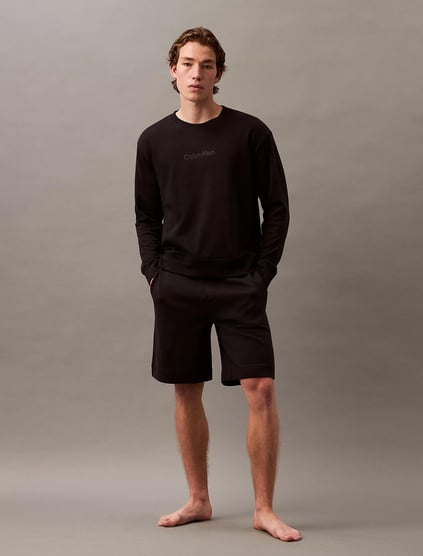 Calvin Klein Calvin Kleın Erkek Sıfır Yaka Baskılı Rahat Kesim Günlük Siyah Sweatshirt 000NM2708E-UB1
