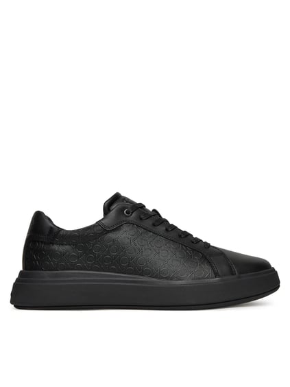 Calvin Klein Calvin Klein Erkek Topuk Destekli Rahat Taban Logo Desenli Düşük Bilekli Deri Siyah Sneaker HM0HM01970-0GJ