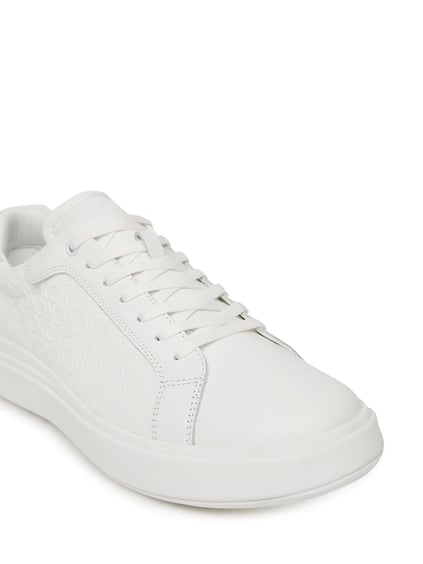 Calvin Klein Calvin Klein Erkek Topuk Destekli Rahat Taban Logo Desenli Düşük Bilekli Deri Beyaz Sneaker HM0HM01970-0K4