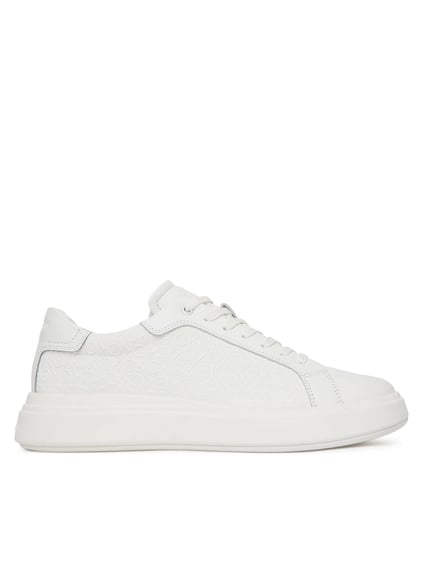 Calvin Klein Calvin Klein Erkek Topuk Destekli Rahat Taban Logo Desenli Düşük Bilekli Deri Beyaz Sneaker HM0HM01970-0K4