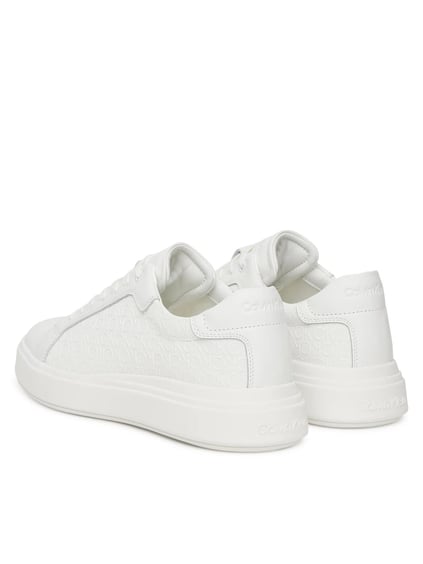 Calvin Klein Calvin Klein Erkek Topuk Destekli Rahat Taban Logo Desenli Düşük Bilekli Deri Beyaz Sneaker HM0HM01970-0K4