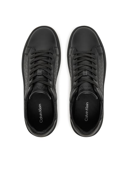 Calvin Klein Calvin Klein Erkek Topuk Destekli Rahat Taban Logo Desenli Düşük Bilekli Deri Siyah Sneaker HM0HM01970-0GJ