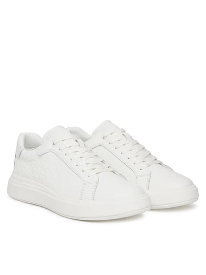 Calvin Klein Calvin Klein Erkek Topuk Destekli Rahat Taban Logo Desenli Düşük Bilekli Deri Beyaz Sneaker HM0HM01970-0K4