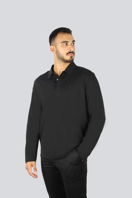 Calvin Klein Calvin Klein Erkek Uzun Kol Regular Fit Düğme Kapama Siyah Polo Yaka T-Shirt LV04LD233G-UB1
