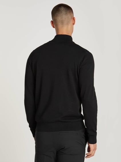 Calvin Klein Calvin Kleın Erkek Yarım Fermuarlı Dik Yaka Regular Fit Uzun Kollu Siyah Kazak K10K113748-BEH