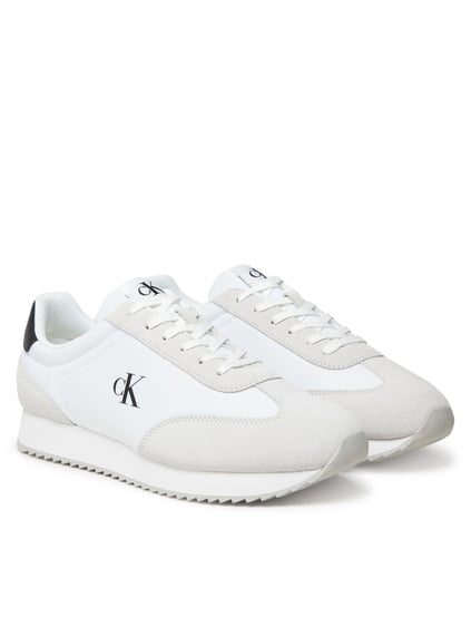 Calvin Klein Calvin Klein Erkek Yuvarlak Burun Lamine Deri Bağlamalı Orta Kalın Topuk Beyaz Sneaker YM0YM01325-01W