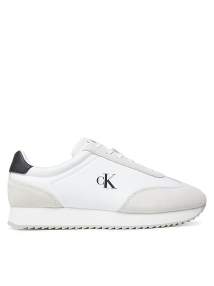 Calvin Klein Calvin Klein Erkek Yuvarlak Burun Lamine Deri Bağlamalı Orta Kalın Topuk Beyaz Sneaker YM0YM01325-01W