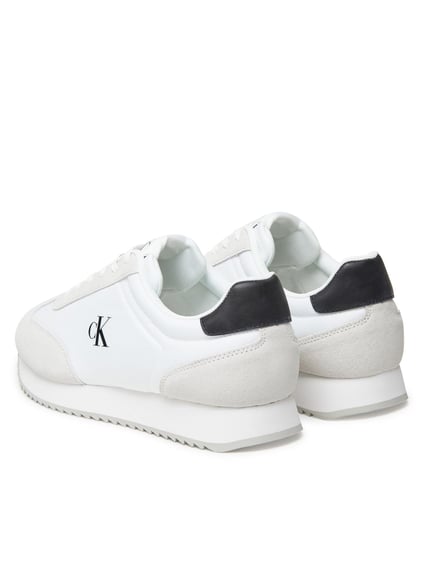 Calvin Klein Calvin Klein Erkek Yuvarlak Burun Lamine Deri Bağlamalı Orta Kalın Topuk Beyaz Sneaker YM0YM01325-01W