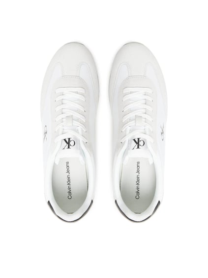 Calvin Klein Calvin Klein Erkek Yuvarlak Burun Lamine Deri Bağlamalı Orta Kalın Topuk Beyaz Sneaker YM0YM01325-01W