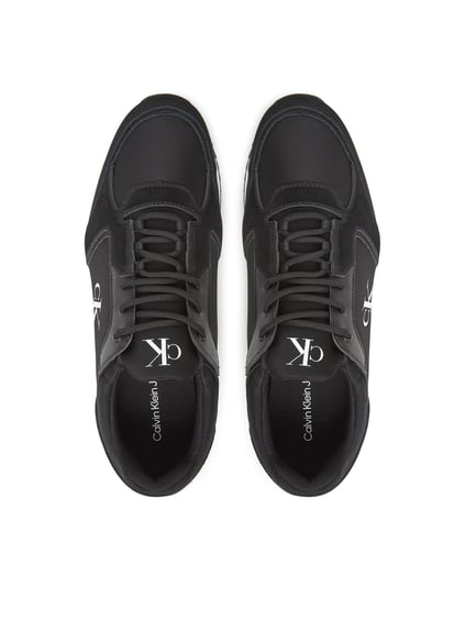 Calvin Klein Calvin Klein Erkek Yuvarlak Burun Lamine Deri Bağlamalı Orta Kalın Topuk Siyah Sneaker YM0YM01326-0GM