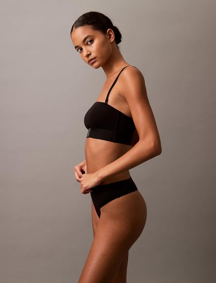 Calvin Klein Calvin Kleın Kadın Askılı Marka Logolu Pamuklu Siyah Bralet 000QF7966E-UB1