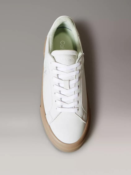 Calvin Klein Calvin Klein Kadın Bağlamalı Yüksek Kalın Taban Deri Beyaz Sneaker YW0YW01930-0H7