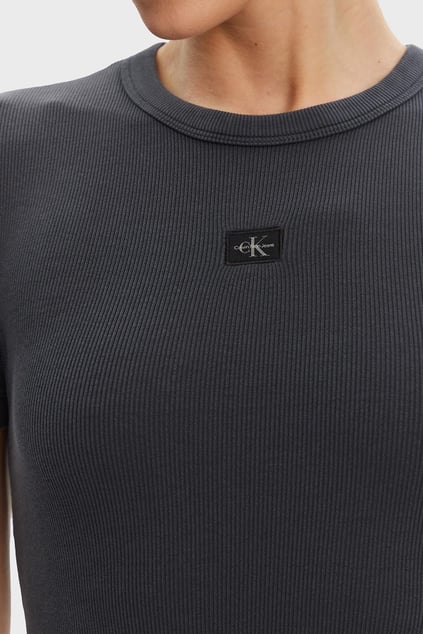 Calvin Klein Calvin Klein Kadın Bisiklet Yaka Dar Diz Üstü Kısa Kollu Siyah Elbise J20J225265-PT2