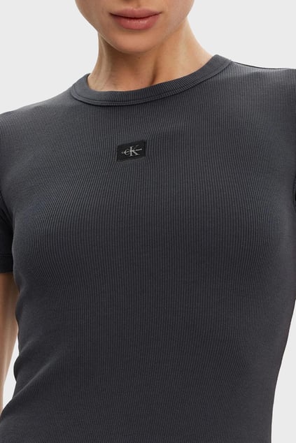 Calvin Klein Calvin Klein Kadın Bisiklet Yaka Dar Diz Üstü Kısa Kollu Siyah Elbise J20J225265-PT2