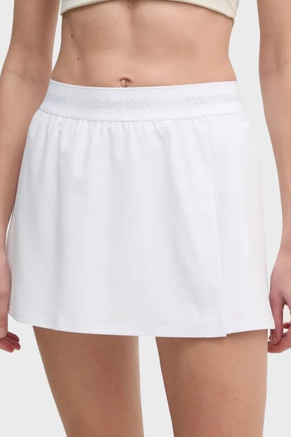 Calvin Klein Calvin Klein Kadın Calvin Klein Yazılı Yırtmaç Detaylı İç Bölüm Şort Beyaz Etek 00GWS4T901-YAA