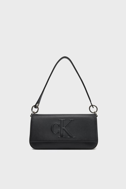 Calvin Klein Calvin Klein Kadın CK Kabartma Yazı Deri Geniş Siyah Omuz Çantası LV04K3148G-UB1