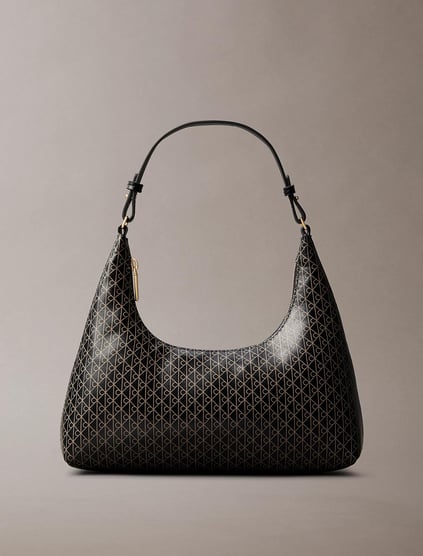 Calvin Klein Calvin Klein Kadın CK Monogram Logolu Fermuarlı Çıkarılabilir Omuz Askılı Siyah Omuz Çantası LV04F3298G-2XA