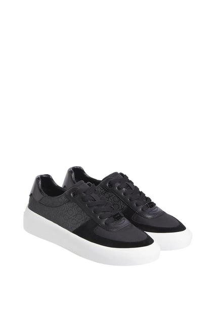 Calvin Klein Calvin Klein Kadın CK Monogram Logolu Dolgu Topuklu Rahat Taban Deri Siyah Sneaker HW0HW02293-0GR