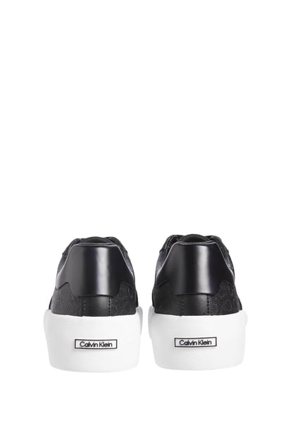 Calvin Klein Calvin Klein Kadın CK Monogram Logolu Dolgu Topuklu Rahat Taban Deri Siyah Sneaker HW0HW02293-0GR