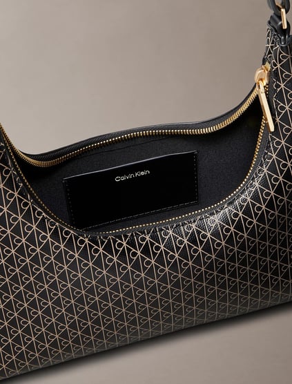 Calvin Klein Calvin Klein Kadın CK Monogram Logolu Fermuarlı Çıkarılabilir Omuz Askılı Siyah Omuz Çantası LV04F3298G-2XA