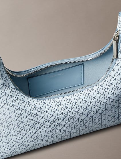 Calvin Klein Calvin Klein Kadın CK Monogram Logolu Fermuarlı Çıkarılabilir Omuz Askılı Mavi Omuz Çantası LV04F3298G-2XE