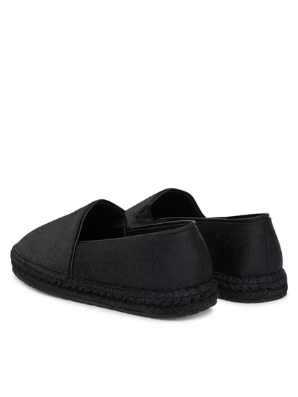 Calvin Klein Calvin Klein Kadın CK Yazılardan Desen Hasır Düz Taban Siyah Babet HW0HW02467-BEH