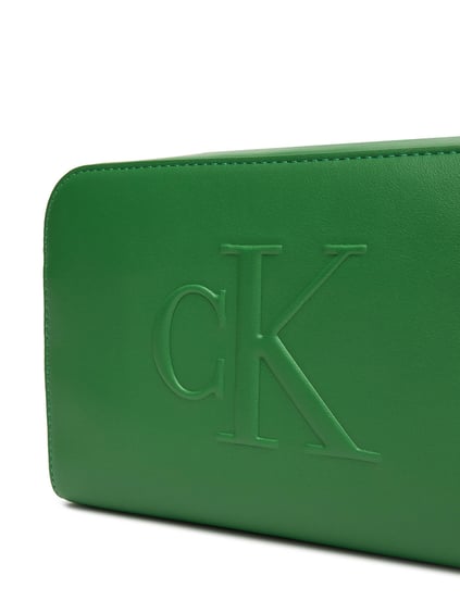 Calvin Klein Calvin Klein Kadın CK Yazı Detay Deri Ayarlanabilir Askı Fermuar Kapama Yeşil Omuz Çantası LV04K3036G-0K6