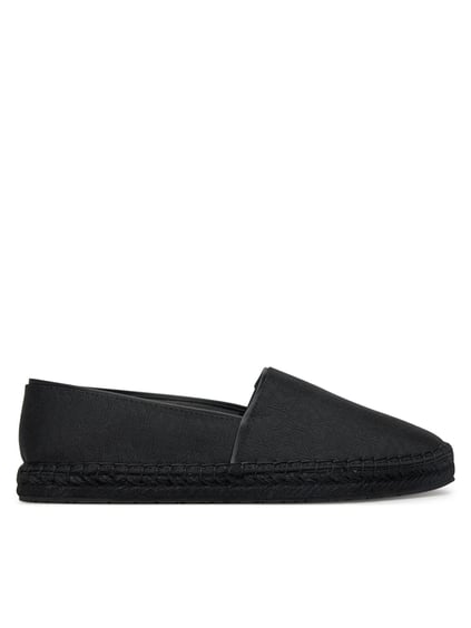 Calvin Klein Calvin Klein Kadın CK Yazılardan Desen Hasır Düz Taban Siyah Babet HW0HW02467-BEH