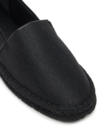 Calvin Klein Calvin Klein Kadın CK Yazılardan Desen Hasır Düz Taban Siyah Babet HW0HW02467-BEH