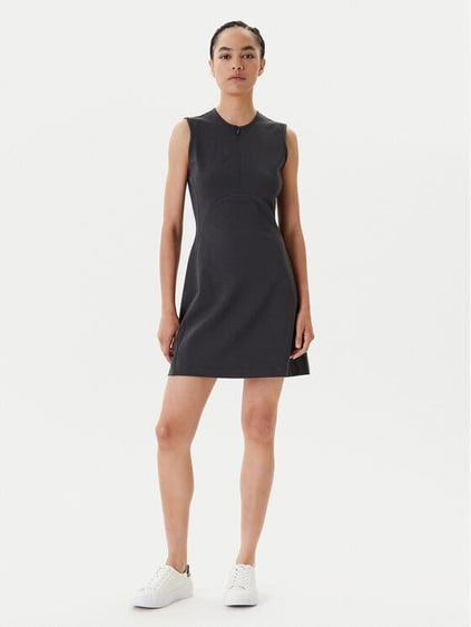 Calvin Klein Calvin Klein Kadın Dar Kalıp Fermuarlı Yuvarlak Yaka Kısa Kollu Mini Gri Elbise LV044C214G-8MN