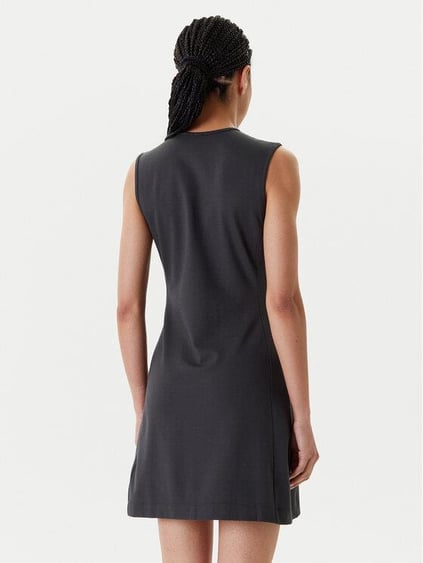 Calvin Klein Calvin Klein Kadın Dar Kalıp Fermuarlı Yuvarlak Yaka Kısa Kollu Mini Gri Elbise LV044C214G-8MN