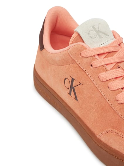 Calvin Klein Calvin Klein Kadın Deri Bağlamalı Düz Taban Yuvarlak Burun Ck Desenli Turuncu Sneaker YW0YW01767-0JN