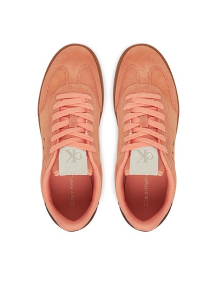 Calvin Klein Calvin Klein Kadın Deri Bağlamalı Düz Taban Yuvarlak Burun Ck Desenli Turuncu Sneaker YW0YW01767-0JN