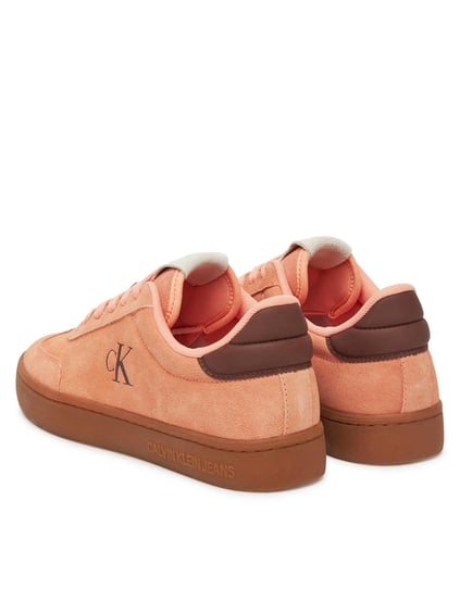 Calvin Klein Calvin Klein Kadın Deri Bağlamalı Düz Taban Yuvarlak Burun Ck Desenli Turuncu Sneaker YW0YW01767-0JN