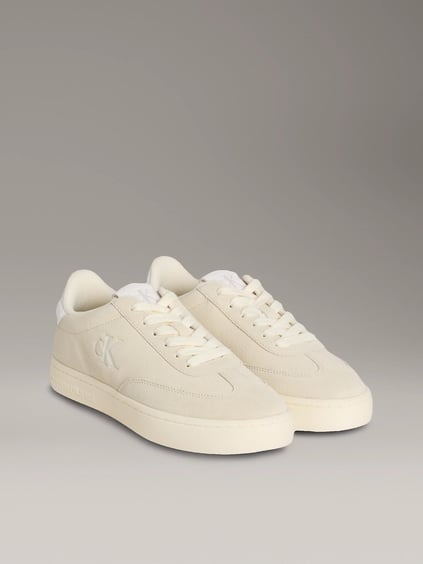 Calvin Klein Calvin Klein Kadın Deri Bağlamalı Düz Taban Yuvarlak Burun Ck Desenli Bej Sneaker YW0YW01767-AD6