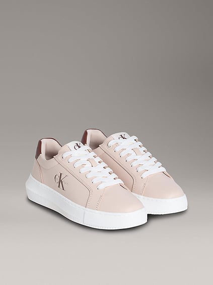 Calvin Klein Calvin Klein Kadın Deri Bağlamalı Düz Taban Yuvarlak Burun Ck Desenli Pembe Sneaker YW0YW01872-0JX