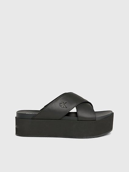 Calvin Klein Calvin Klein Kadın Dolgu Kalın Topuk Çapraz Ön Rahat Siyah Sandalet YW0YW01349-0GT