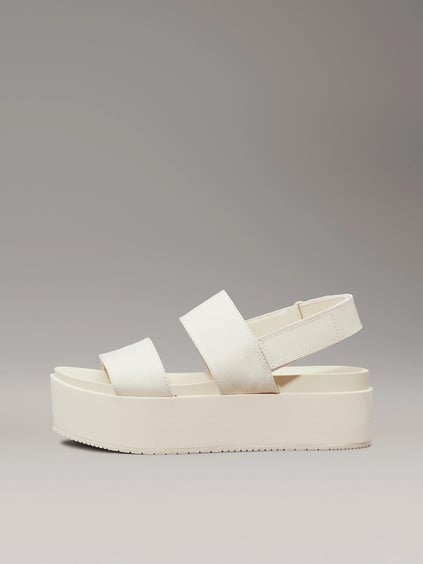 Calvin Klein Calvin Klein Kadın Dolgu Yüksek Topuklu Çift Bantlı Rahat Bej Sandalet YW0YW01788-AEO