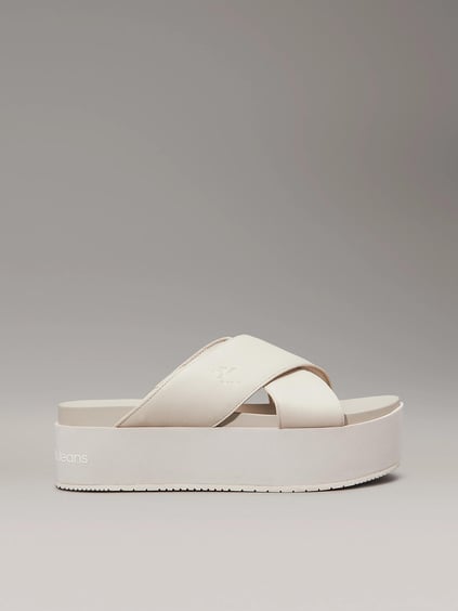 Calvin Klein Calvin Klein Kadın Dolgu Kalın Topuk Çapraz Ön Rahat Bej Sandalet YW0YW01349-ACF
