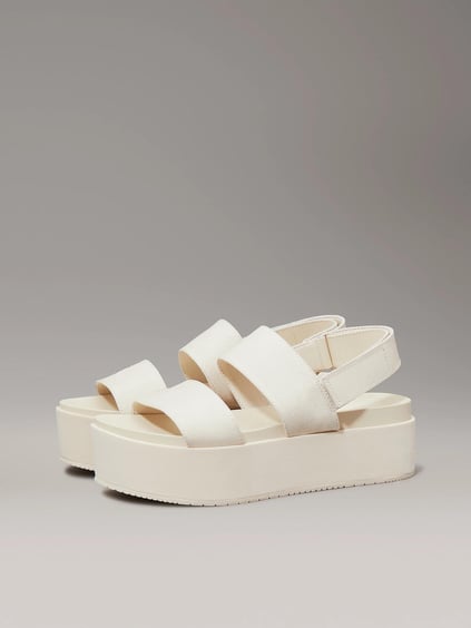 Calvin Klein Calvin Klein Kadın Dolgu Yüksek Topuklu Çift Bantlı Rahat Bej Sandalet YW0YW01788-AEO