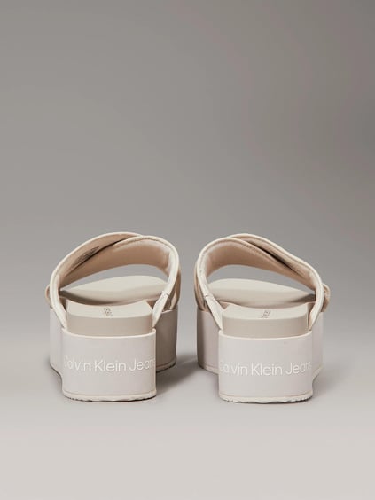 Calvin Klein Calvin Klein Kadın Dolgu Kalın Topuk Çapraz Ön Rahat Bej Sandalet YW0YW01349-ACF