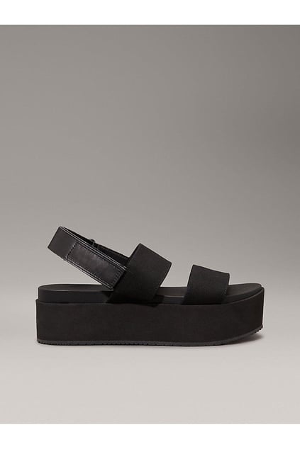 Calvin Klein Calvin Klein Kadın Dolgu Yüksek Topuklu Çift Bantlı Rahat Siyah Sandalet YW0YW01788-0GJ