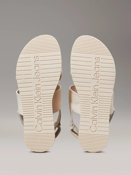 Calvin Klein Calvin Klein Kadın Dolgu Yüksek Topuklu Çift Bantlı Rahat Bej Sandalet YW0YW01788-AEO
